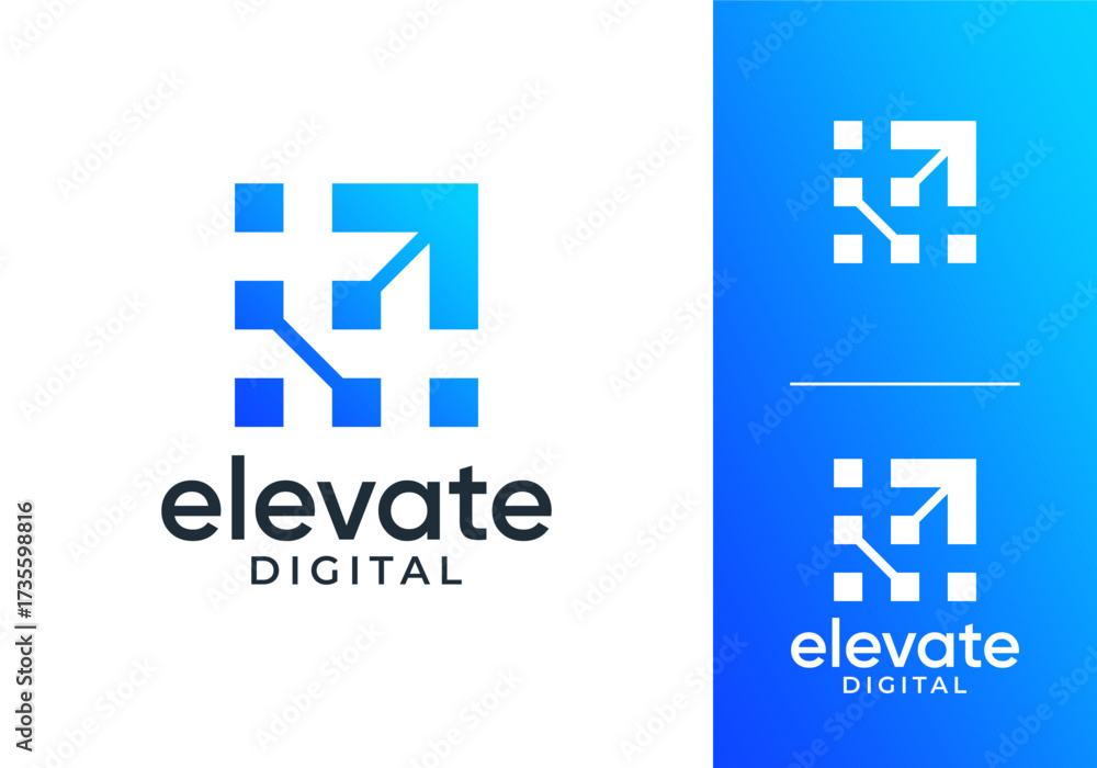 Fototapeta premium simple arrow digital logo. launch grow connection technology vector design concept