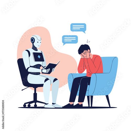 Artificial intelligence assisting a person with mental health issues.