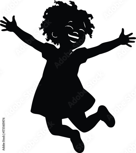 Silhouette of a girl jumping and dancing