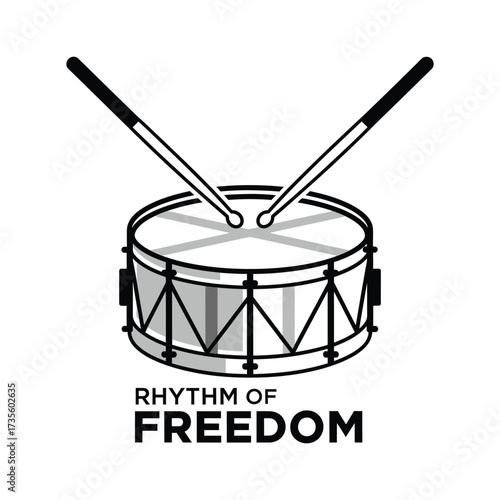 Drum and sticks with text drumsticks music