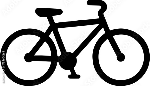 Black vector silhouette of a mountain bike or road bicycle with wheels for sport and transportation is isolated on white