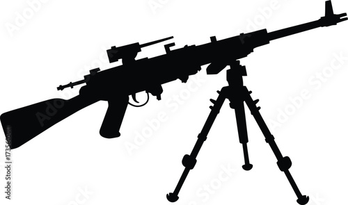 Sniper rifle mounted on a tripod silhouette