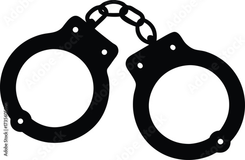 handcuffs icon, criminal restraint symbol
