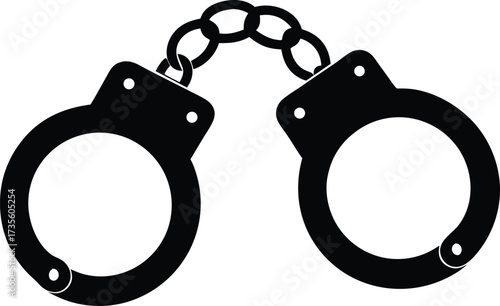 handcuffs symbol, justice tool icon
