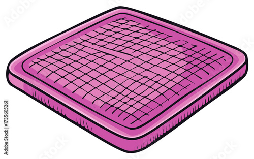 Illustration of a plush pink quilted cushion for seating or comfort