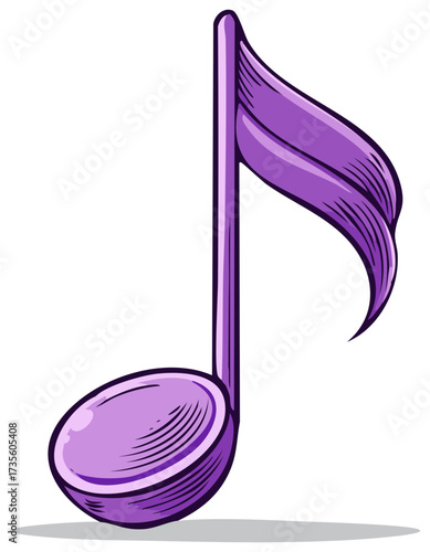 Purple Musical Eighth Note Illustration