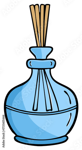 Blue Glass Aroma Diffuser with Wooden Reeds Illustration