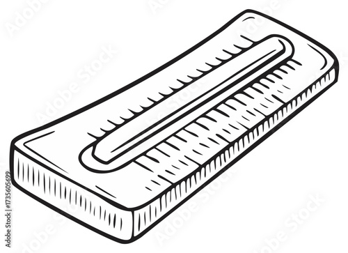 Hand drawn black and white illustration of a classic temperature measuring thermometer instrument