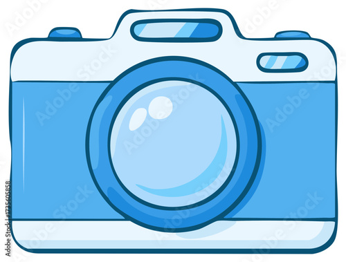 Blue Cartoon Camera Illustration, Photography and Photo Shooting Concept