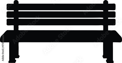 rustic bench silhouette vector, park seating illustration
