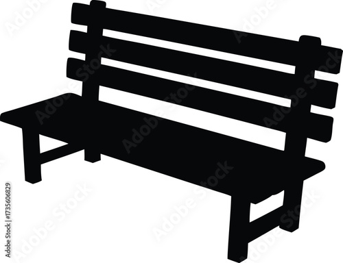 rustic bench silhouette vector, wooden seat illustration
