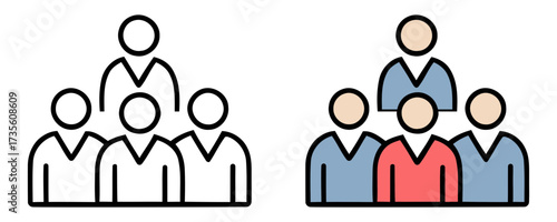 Group of people icons showing leadership and teamwork. teamwork icons vector