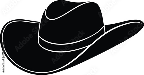 cowboy hat silhouette vector, western headwear illustration

