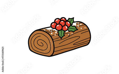 Berry-topped Yule log doodle
