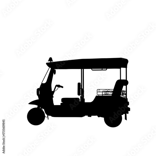 Thai Tuk Tuk Auto Rickshaw Three-Wheeler Vehicle Silhouette

