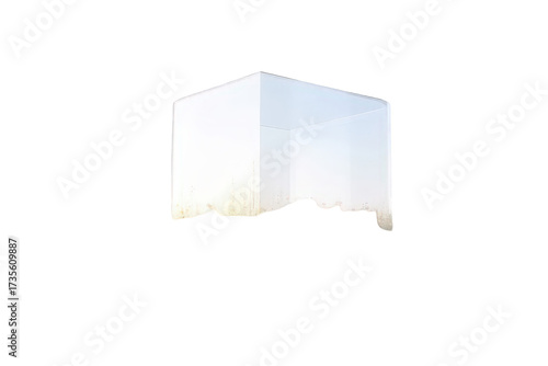 Abstract White Cube on Black Background Three Dimensional Geometric Shape Minimalist Object Modern Design Clear Simple Form Clean Lines Contemporary Art Isolated Transparent