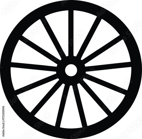 wagon wheel silhouette vector, vintage wheel illustration
