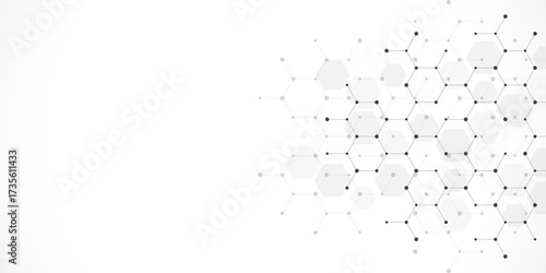 Graphic design element with abstract geometric background of simple hexagon pattern