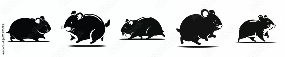 Obraz premium vector black and white silhouette of a hamster