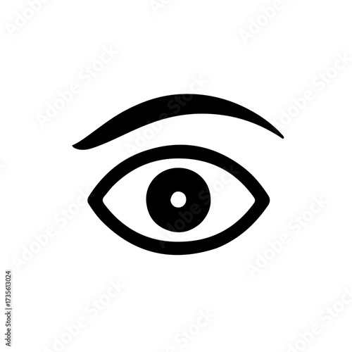 Fearful Eye Icon Black and White Minimalist Line Art