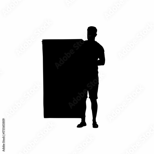 Literacy campaign banner silhouette with trainer and learners isolated on white background