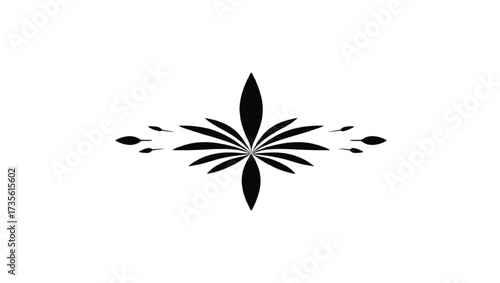 Black abstract symmetrical floral design with sperm shapes