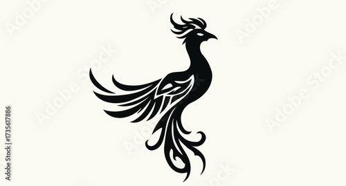 Vector illustration of an eagle tattoo design with a black tribal silhouette of the bird's wing as a powerful symbol