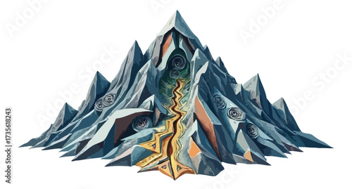 Vector illustration of a golden eagle and dragon symbol on a Thai temple culture background