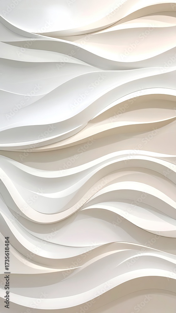 Obraz premium Wavy, layered white panels create an abstract background