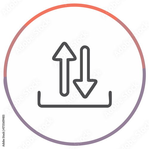 Upload Download Arrow Icon inside Circle Data Transmission Concept