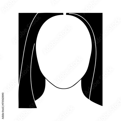 Abstract icon of a woman with long hair in a modern style representing femininity