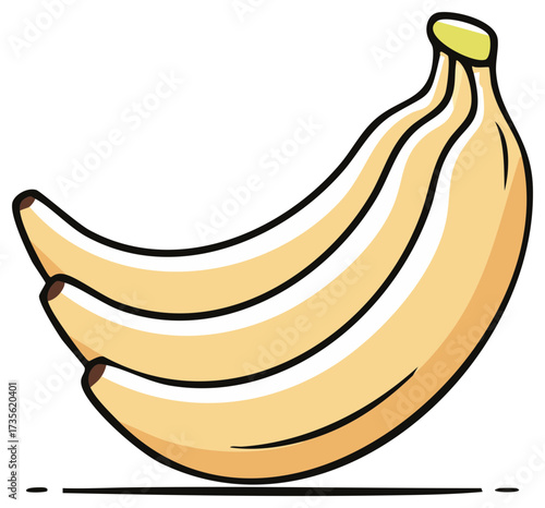 Stylized Bunch of Bananas Fruit Graphic Food Element Vitamins Tropical