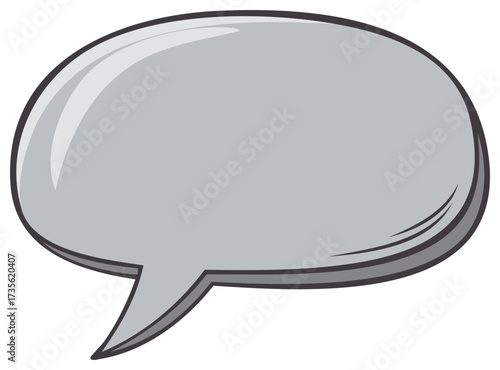 Gray Round Chat Bubble with Tail Pointing Left for Speech or Thought