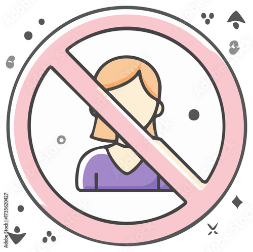 Stylized icon of a person inside a forbidden circle representing user restriction or privacy