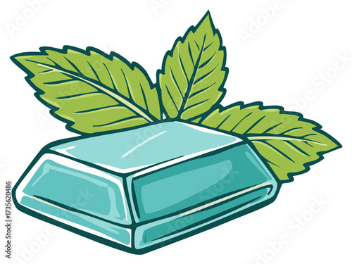 Mint Candy and Fresh Leaves Artistic Concept Illustration for Refreshment and Flavor