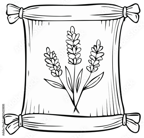 Simple drawing of lavender flowers tied in a bundle