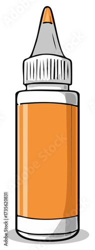 Cartoon Bottle with Orange Liquid and Dropper Top