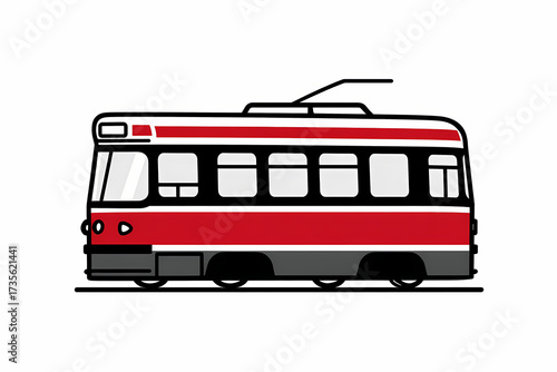 Toronto Transit Commission Streetcar Vector Graphic in Iconic Red and White Livery for Urban Design Projects and City Branding Materials
