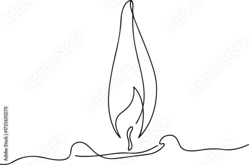 Minimalist line art drawing of a candle flame