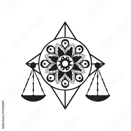 Mandala inspired mandala silhouette on white background