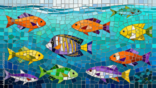 Fish Mosaic Vector Art