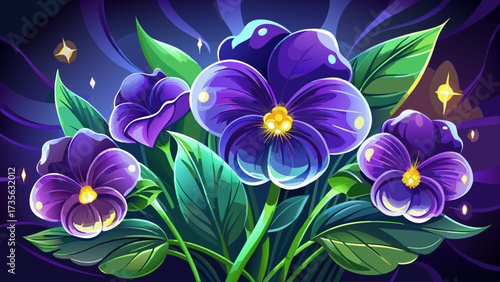 illustrate-violets-with-glowing-petals--use-vector