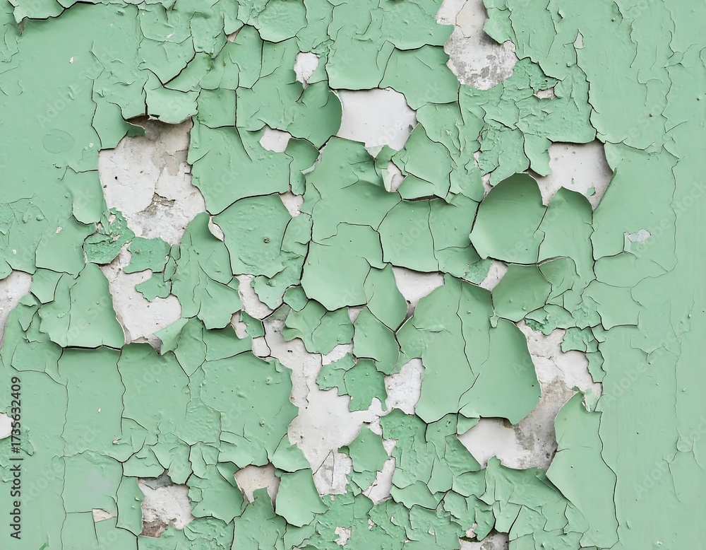 Obraz premium Peeling paint on a light green wall