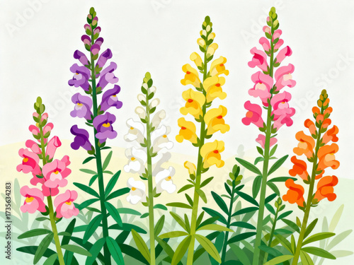 Snapdragons in Bloom Vector Art