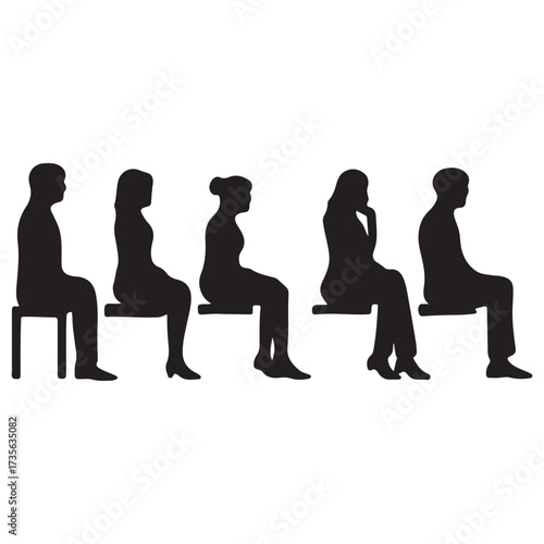 men and 
women and teenagers sitting vector