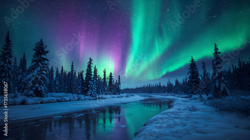 Wallpaper Mural night landscape with lake Torontodigital.ca