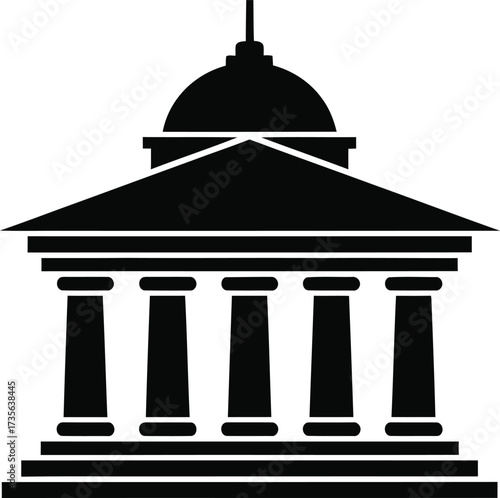 Classic government building silhouette with columns and dome