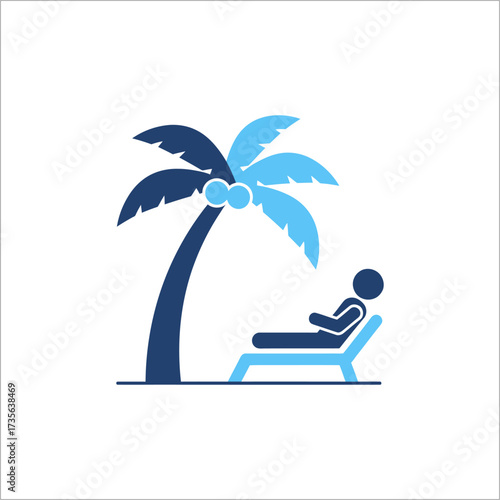 Person relaxing on a lounge chair under a palm tree at a tropical beach, enjoying a peaceful vacation getaway.