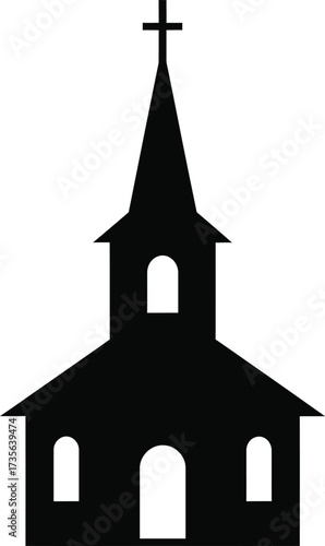 Simple silhouette of a traditional church building