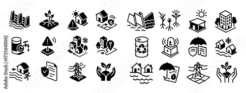 Isometric Climate Adaptation Icons